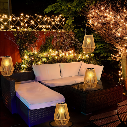 Outdoor Solar Garden Lamp – Waterproof Bamboo Light for Patio Decor