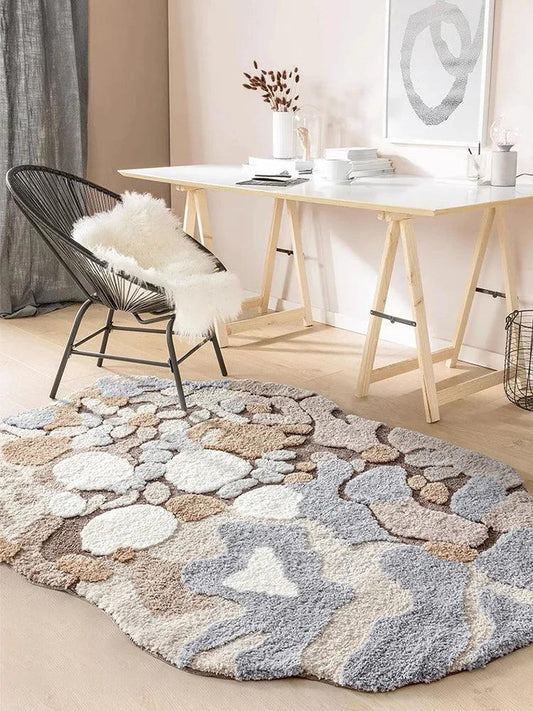 Tufted Rug for Bedroom – Soft Fluffy Modern Abstract Design for Home Decor