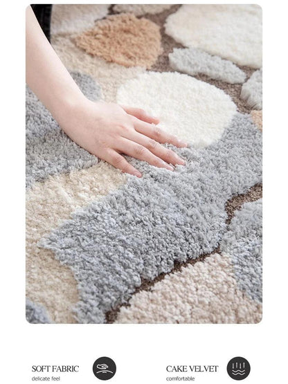 Tufted Rug for Bedroom – Soft Fluffy Modern Abstract Design for Home Decor