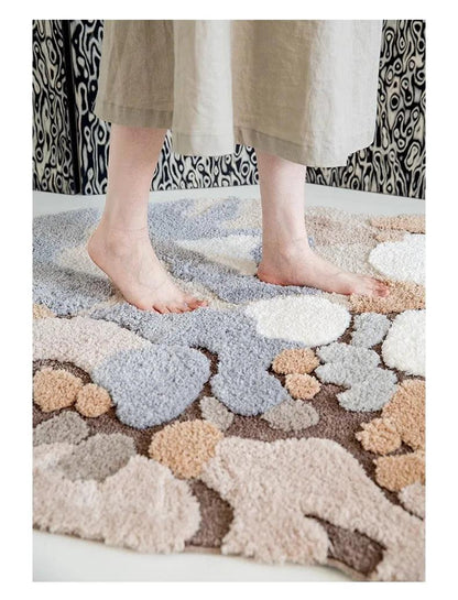 Tufted Rug for Bedroom – Soft Fluffy Modern Abstract Design for Home Decor