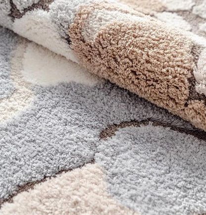 Tufted Rug for Bedroom – Soft Fluffy Modern Abstract Design for Home Decor