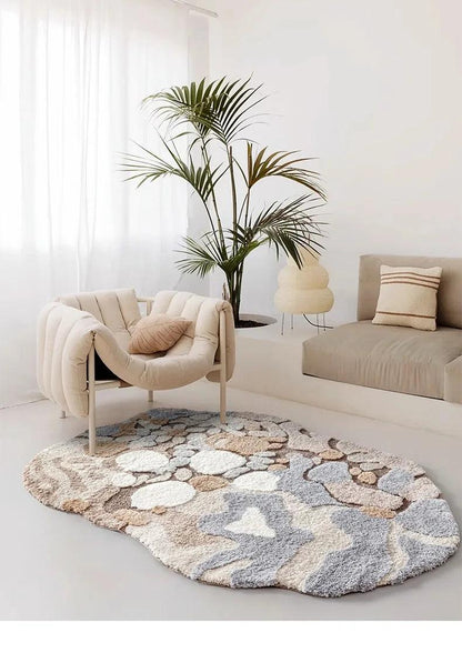 Tufted Rug for Bedroom – Soft Fluffy Modern Abstract Design for Home Decor